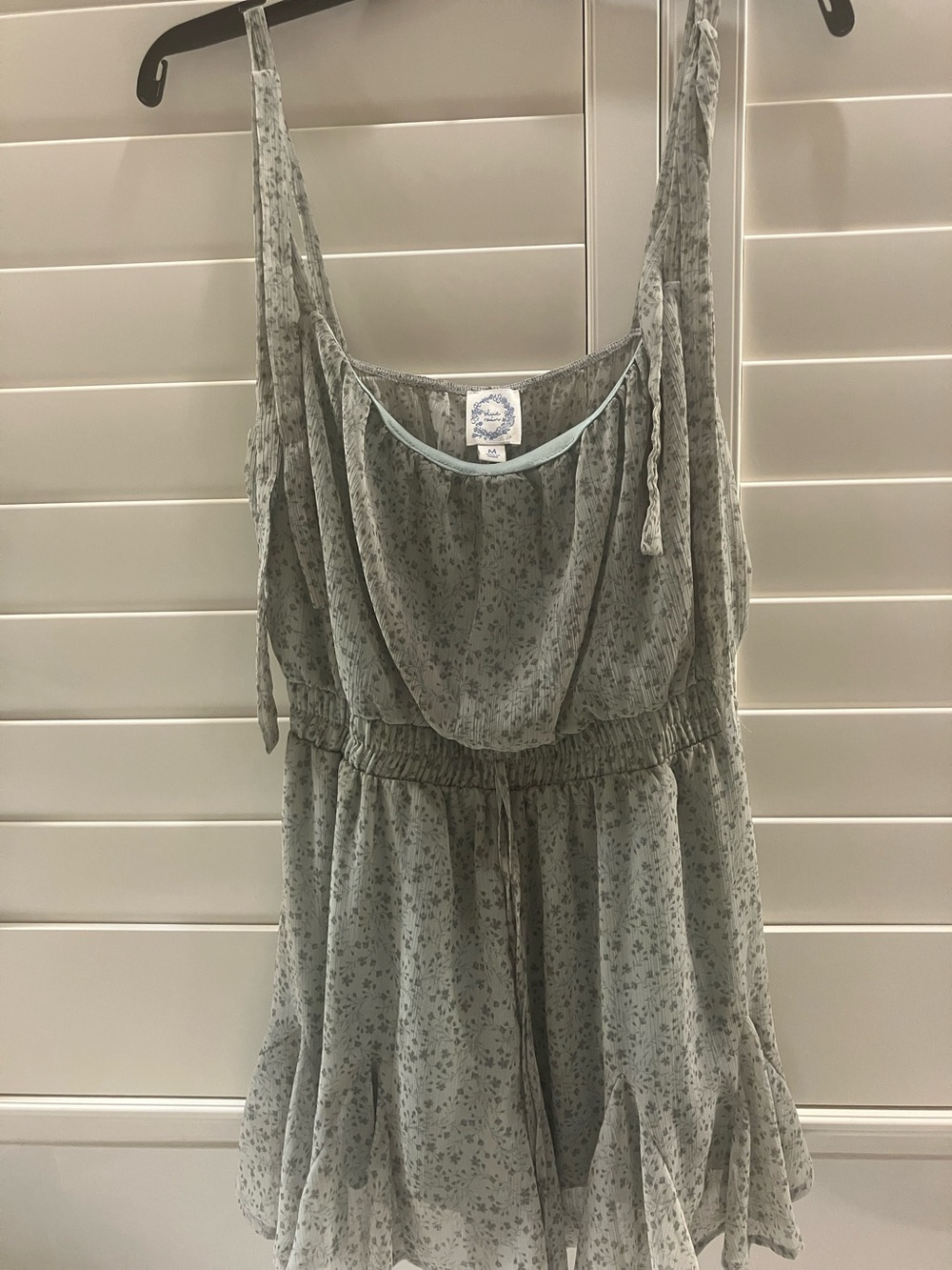 Blue Rain Sage Green Floral Tie-Shoulder Romper